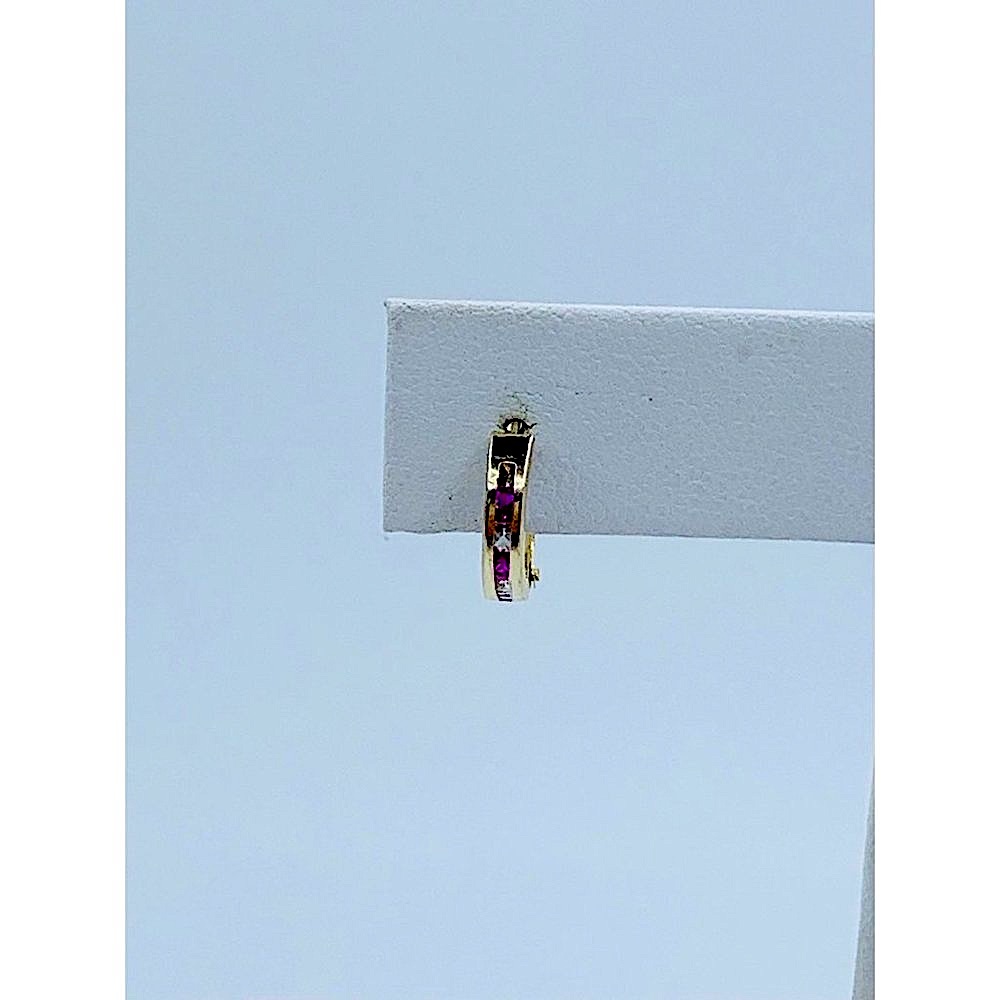 10k gold huggie earring red tiny girl